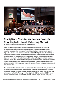 Modigliani: New Authentication Projects May Explode Global Collecting Market. By Daniel J. Voelker, forensic historian and art lawyer