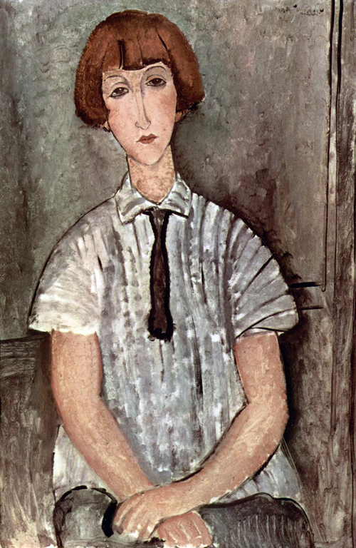 Amedeo Modigliani painting: Mädchen mit Bluse (Girl with Blouse), 1917, 36.2 x 23.6 in