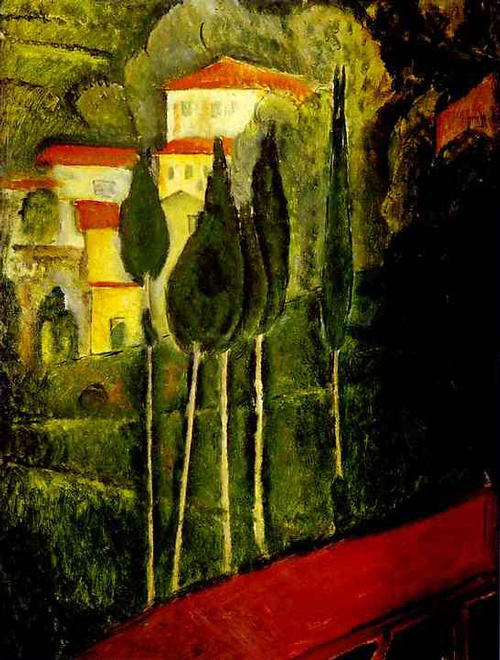 Amedeo Modigliani painting: Landscape South of France, 1919,
60 x 45 in